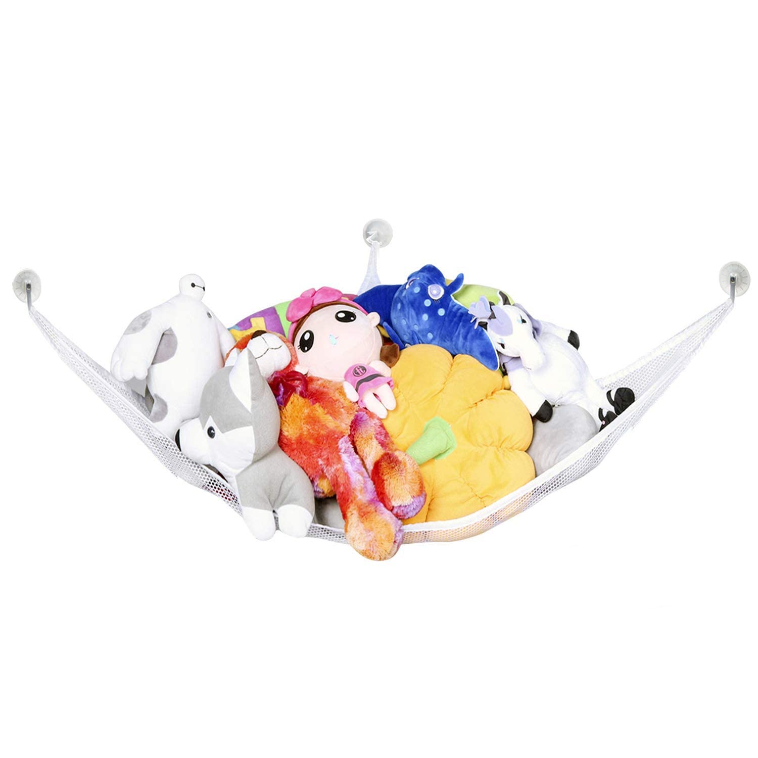 Toy Storage Hammock Nursery Play Corner Hammock Mesh Storage Organizer Net Hanging Baby Nursery Mesh Net Plush Animal Organizer for Bedroom Wall for Baby Kids Bedroom Playroom