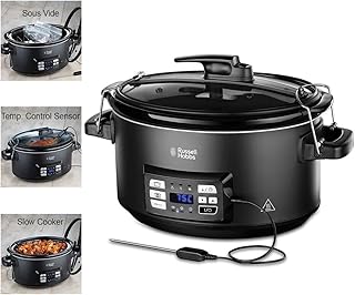 Russell Hobbs 3in1 Multikocher (Sous Vide Garer/Slow Cooker/Schongarer, Bräter mit Kerntemperatursensor) spülmaschinengeeigneter 6,5l Keramik-Gartopf,digitales Display,Temperaturanzeige,Timer,25630-56