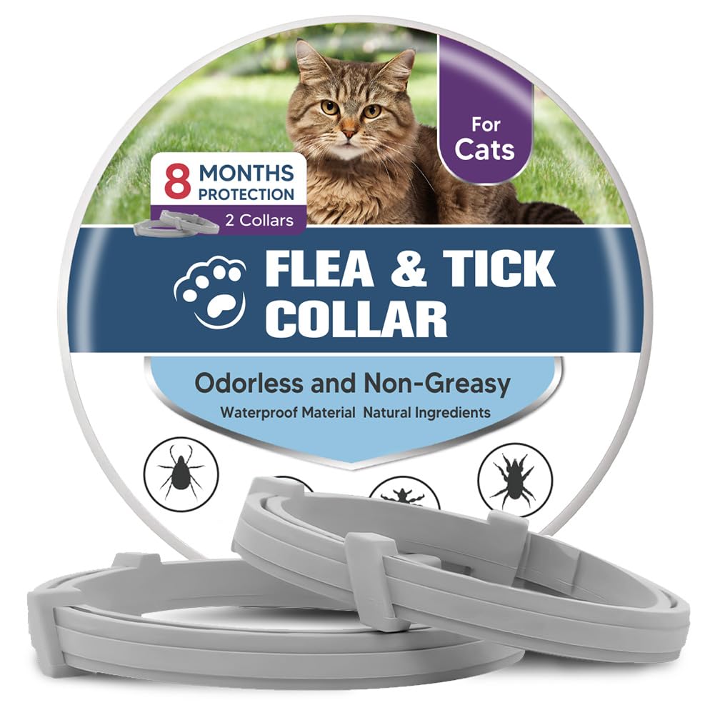 Photo 1 of UDyoude Flea Collar for Cats, Cat Flea and Tick Collar, Cat Flea Collars, Kitten Tick Collars, Adjustable 8 Months Protection (Pack of 2)