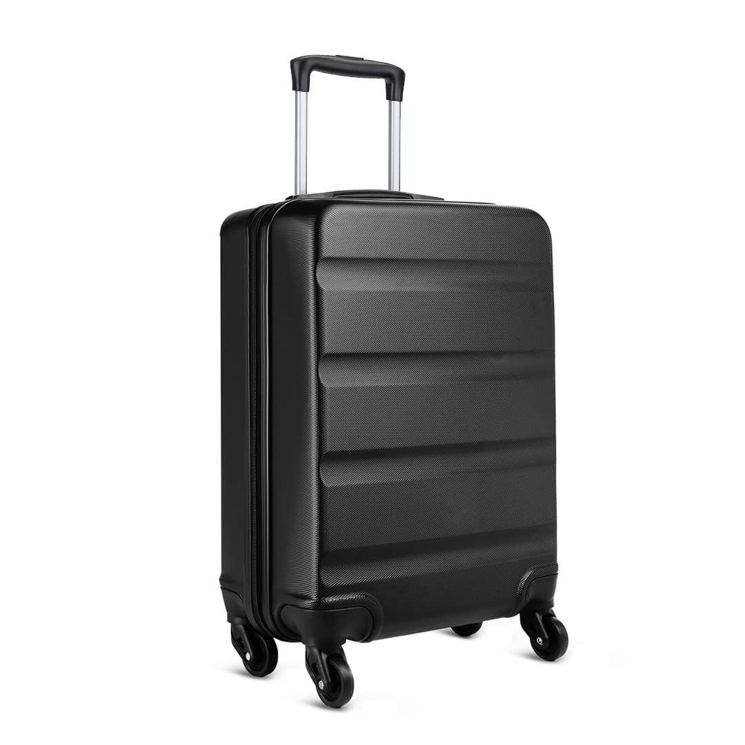 Kono Carry on Luggage Hard Shell ABS+PC Cabin Suitcase 4 Wheeled Spinner 55cm 33L（Black）