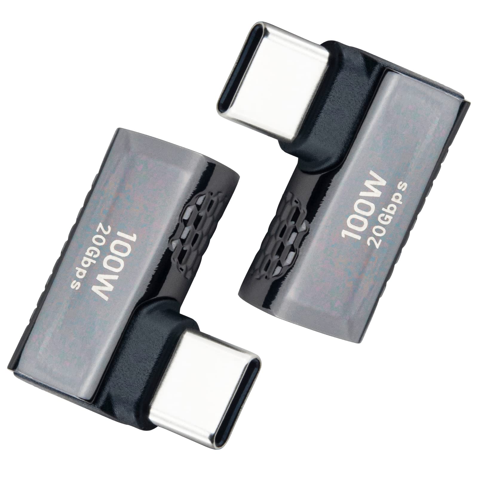 Leehitech 2 Pack Right Angle USB C to USB C Adapter, 20Gbps Data Transfer L-shape USB 3.1 Male to Female Adapters, Support 100W Fast Charging for MacBook Pro,iPad Pro,Nintendo Switch,Steam Deck