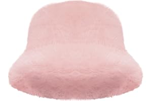 Sdfvsdg Women's Fuzzy Wide Brim Faux Fur Bucket Hat Winter Fluffy Fisherman Cap for Women Men