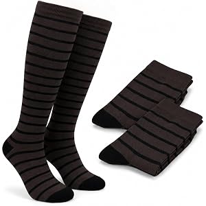 EverBright Compression Socks - 3 Pairs, Knee High, Graduated Support for Circulation, Swelling Relief, Leg Fatigue, Moisture