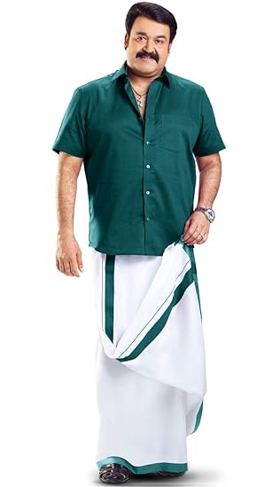Men's Pure Cotton Double Dhoti(157_White With Colour Border_4m)