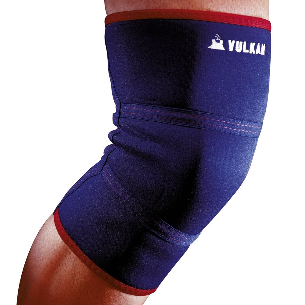 Vulkan Classic Neoprene Knee Support, Navy Blue/Red, Small