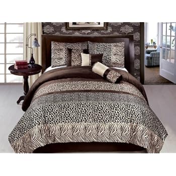 Amazon.com: Black / Brown Comforter Set Leopard Print