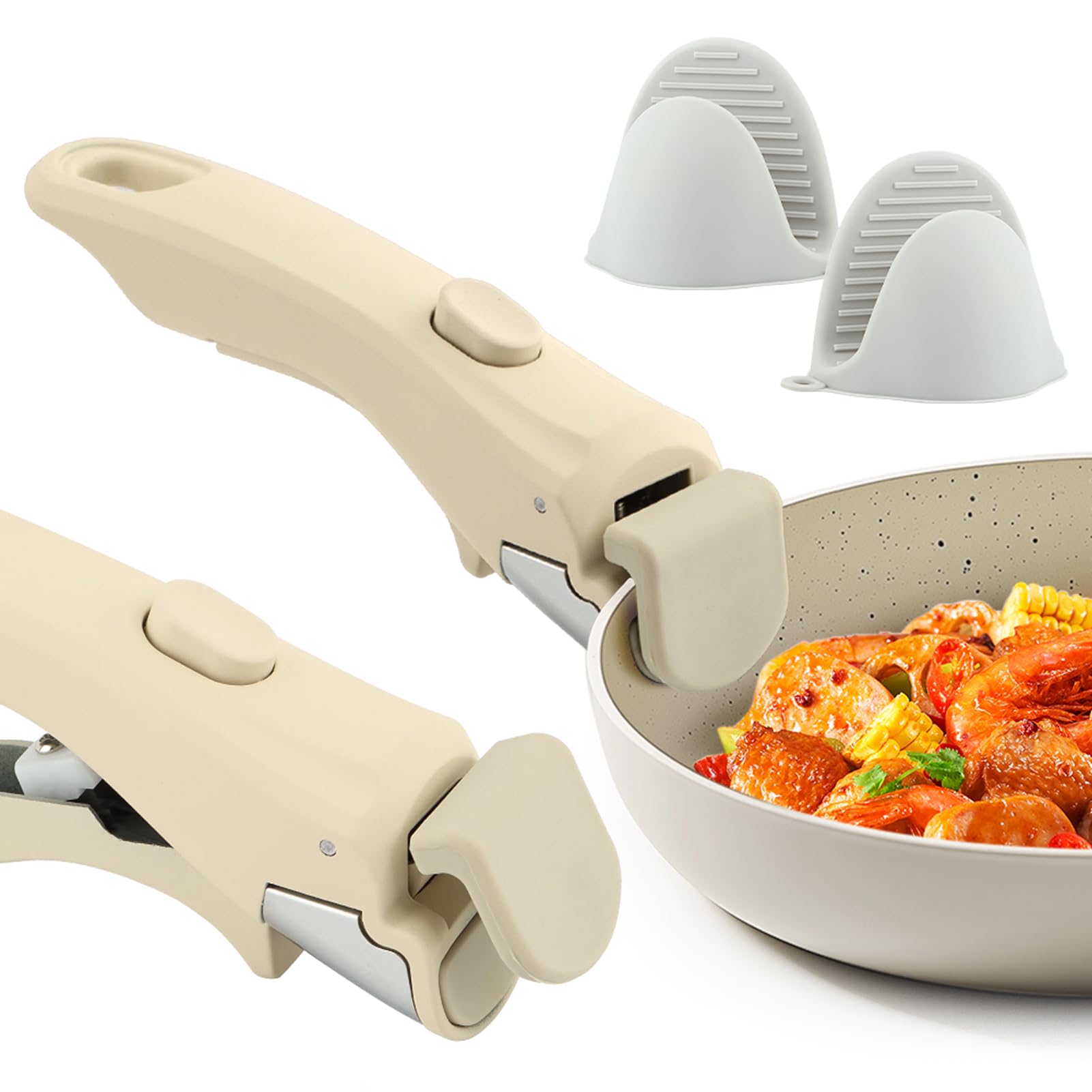 Photo 1 of *UNTESTED*
Detachable Pan Handle, Universal Ergonomic Pot Handle Replacement Handles for Pots and Pans with 2 PCS Silicone Oven Mitts Heat-Resistant Design for Cookware with Vertical Edges(COLOR:White)