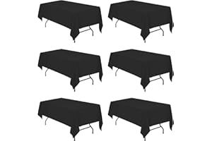 BRILLMAX 6 Pack Black Tablecloths for 6 Foot Rectangle Tables 60 x 102 Inch - 6ft Rectangular Bulk Linen Polyester Fabric Washable Long Clothes for Wedding Reception Banquet Party Buffet Restaurant