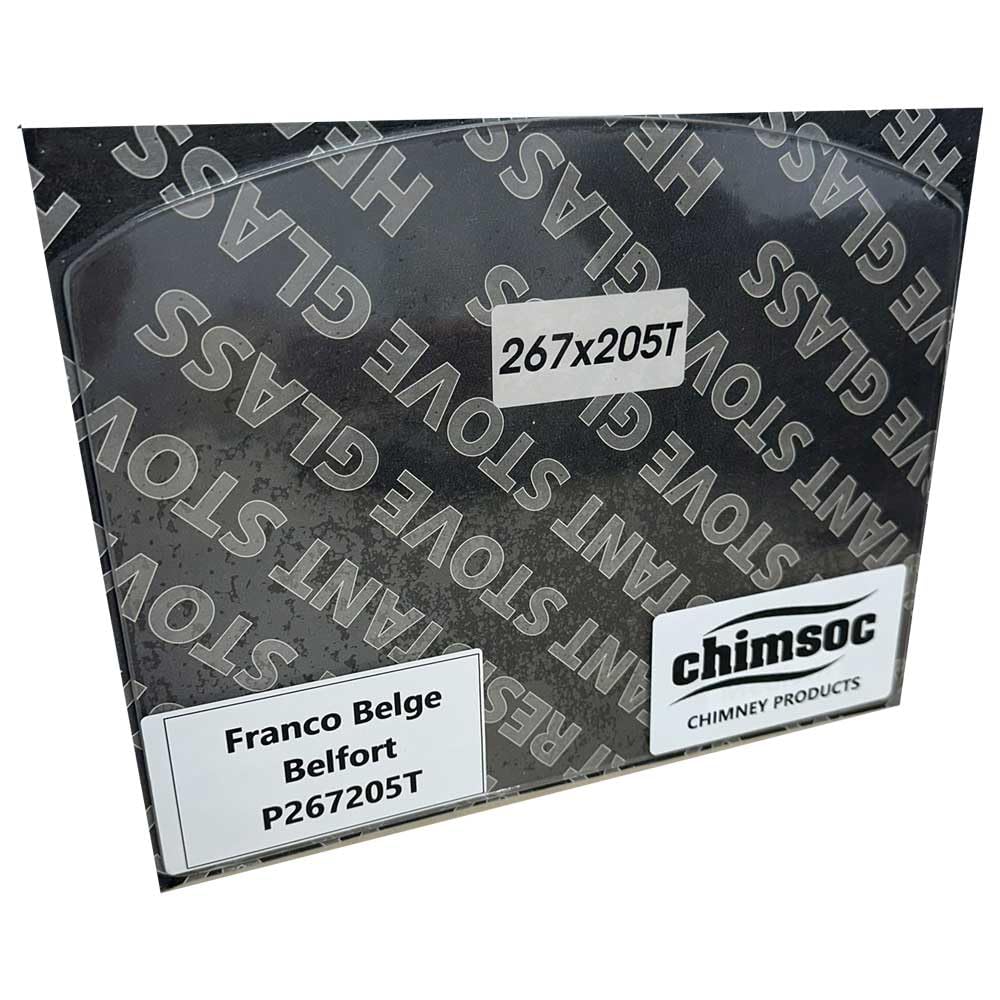 Chimsoc Replacement Stove Glass - Franco Belge Belfort (267mm x 205mm Arched Top)