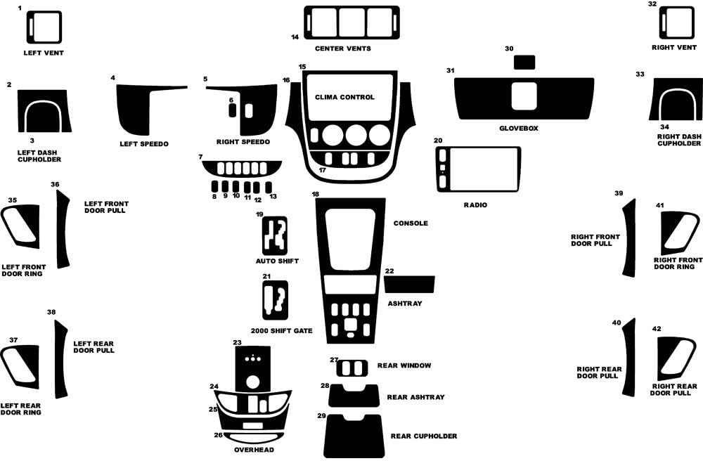 Rvinyl Rdash Dash Kit Decal Trim for Mercedes-Benz M-Class 2000-2001 - Wood Grain (Burlwood Honey)