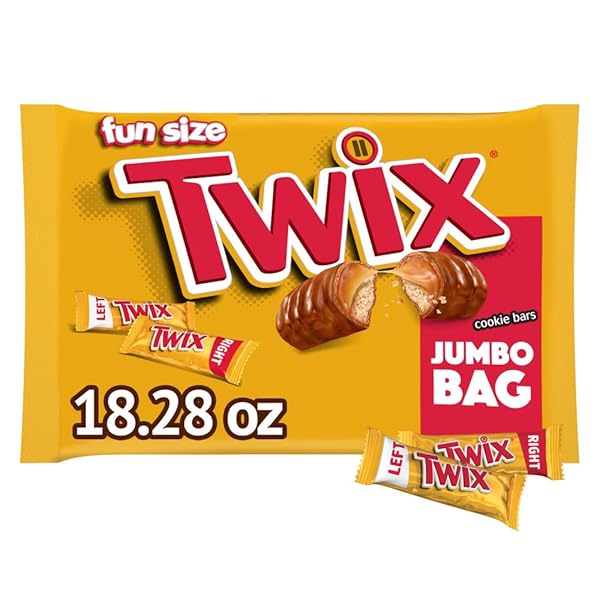 TWIX FUN SIZE CARAMEL COOKIE MILK CHOCOLATE CANDY BARS INDIVIDUALLY WRAPPED PARTY CANDY CHOCOLATE BARS, 18.28 OZ JUMBO BULK BAG