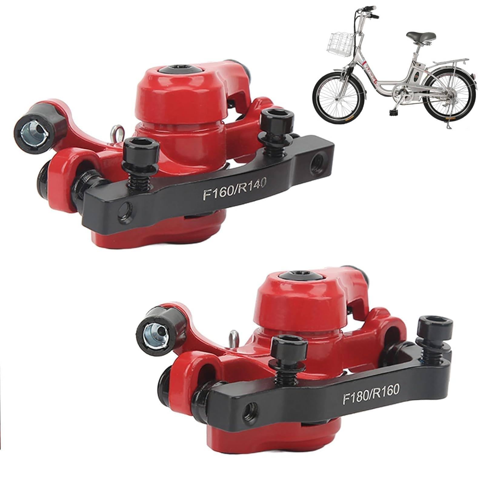 Agatige 1 Pair Electric Scooter Disc Brake Calipers, Aluminum Alloy Mountain Bike Front/Rear Disc Brake Calipers Bicycle Cable Puller Accessories for Mountain Road Bike and E-Bikes (Red)