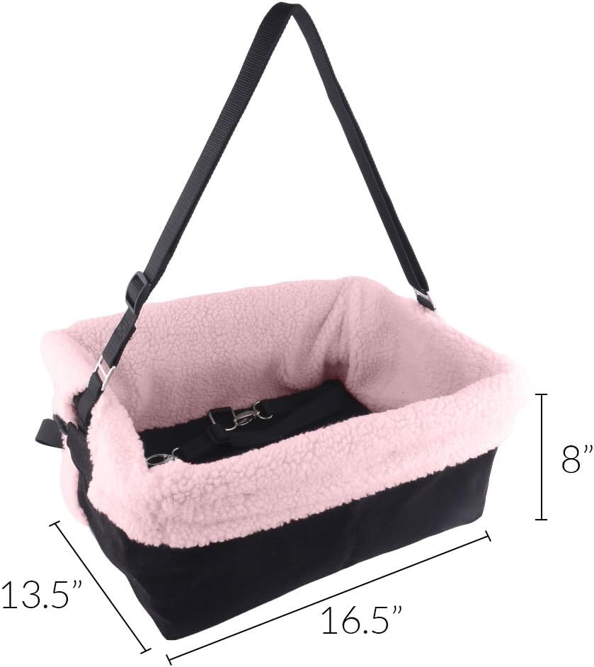 Pink and Black Cozy Boost with Clip On Leash- Premium Quality Dog Booster Seat and Collapsible Dish for Small Dogs, Puppies, and Pets Up to 20 lbs : Pet Supplies
