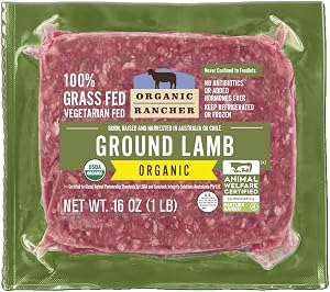 Organic Rancher, Organic Ground Lamb, 100% Grass Fed, USDA Organic, Pasture Raised Free Range, 1 lb (16 oz)