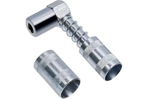 EATAKWARD 90 Degree Grease Gun Coupler Adapter w/Sleeve,3 Jaw Angle Grease Fitting Tool for Auto/Excavator/Truck/Industrial o