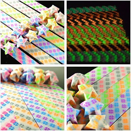 Double colored Glow in Dark Lucky Star Origami Folding Plastic Strip Paper"clover2" Set04