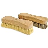 Naturolic All-Natural Wooden Scrub Brush Set | Wooden Handle | Tampico and Palmyra bristles | Eco Friendly Cleaning Products | Pack of 2
