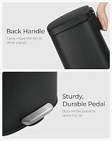 SONGMICS Kitchen Bin 30 L Pedal Rubbish Bin Soft Close Steel Black LTB03BK view 7