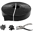 Qlvily Chain Link Fence Privacy Tape, 246ft x 0.15ft Chain Link Fence Slats, Fence Covering Privacy, Black (200PCS Button + Puncher Included)
