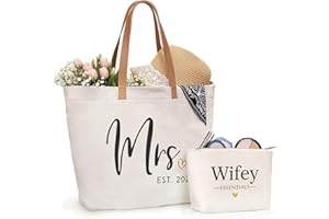 ELEGANTPARK Mrs Bag Bride Wedding Gifts Bridal Shower Gifts for Bride Honeymoon Travel Totes Canvas Shoulder Bag ﻿