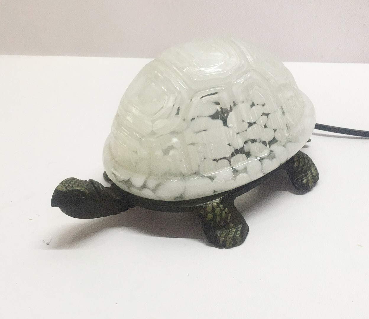 Glass painted lamp turtle table lamp，HMJ8061，White hand painted glass