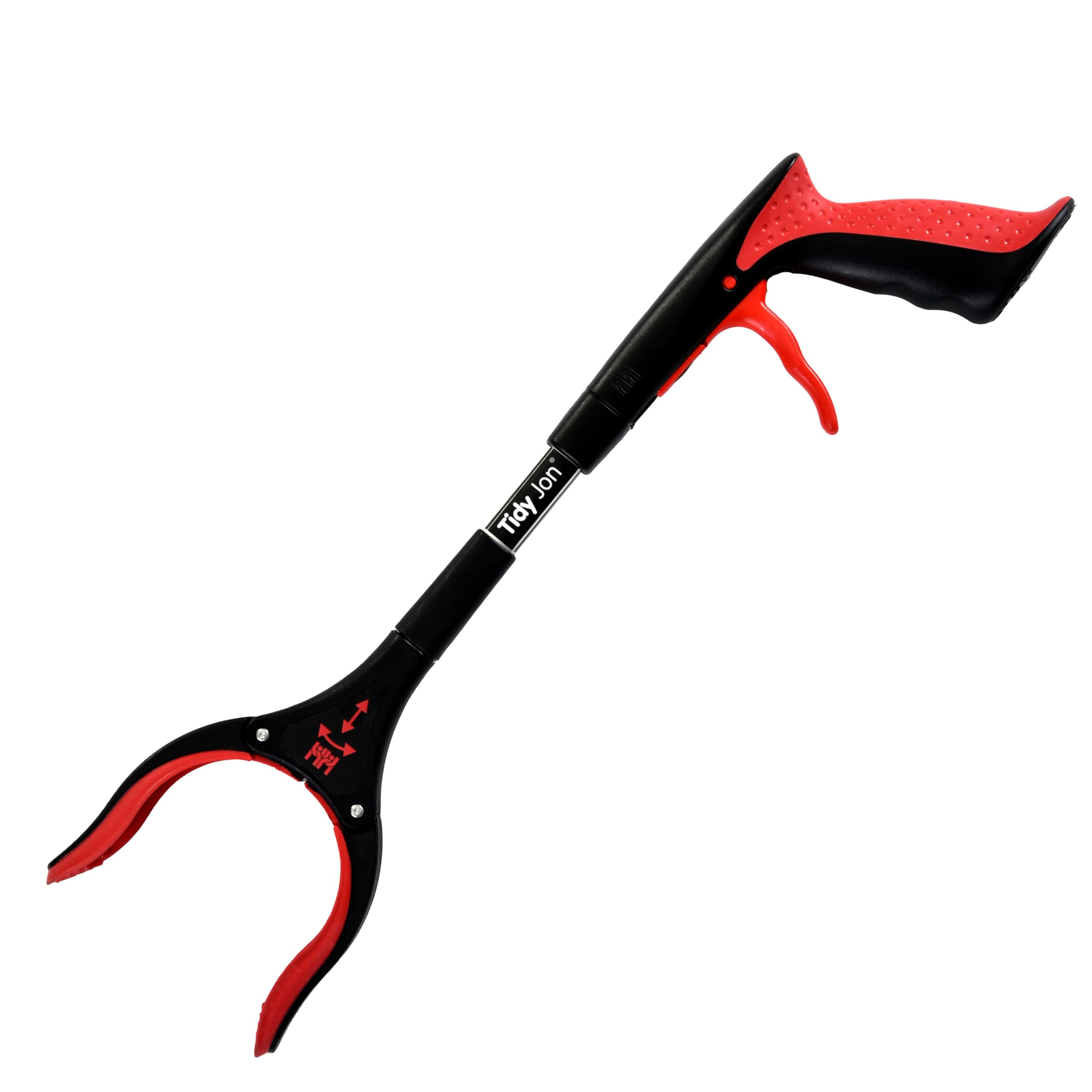 The Helping Hand Company Tidy Jon Pro Litter Picker for Children, Kids Litter Picker, Short Handled Rubbish Picker Grabber with Comfortable Handle and Secure Grip 18”/45cm, Red/Black