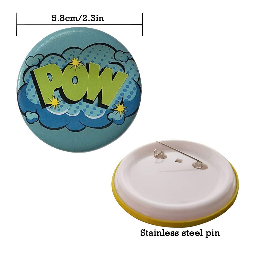 VCZONE Hero Badge Super Fan Supplies Party Accessories Button Badges Pins Set for Birthday Party, Campus Activities, Family Games(10-Pack)