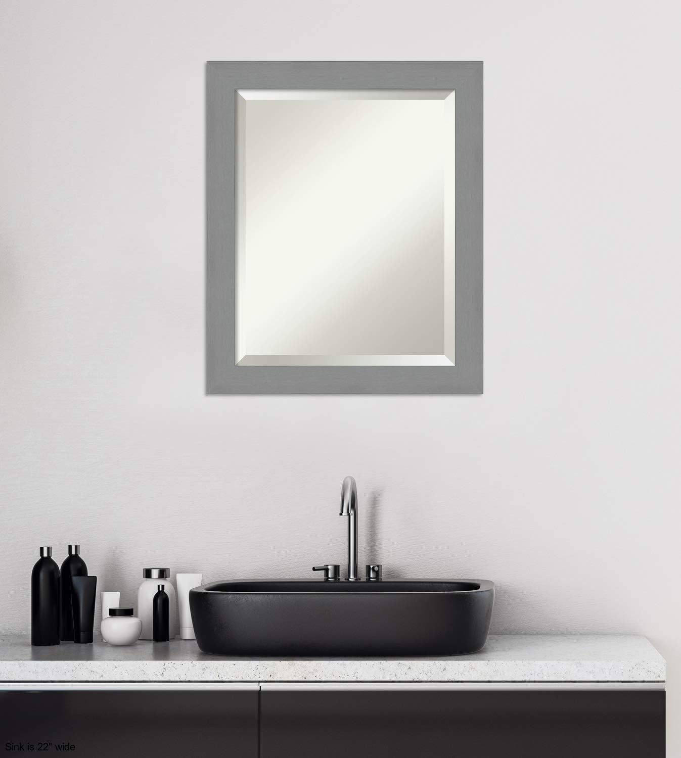 Framed Vanity Mirror Bathroom Mirrors For Wall Brushed Nickel Mirror Wall Mounted Mirror Small Mirror 23 50 X 19 50 Home Kitchen Cjp Org In