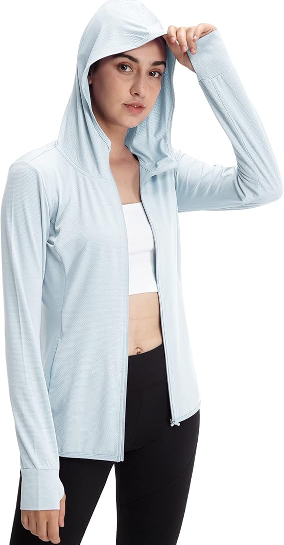 Casei Women Yoga Jacket Ultra Thin UPF 50+ Sun Protection Hoodie Shirt