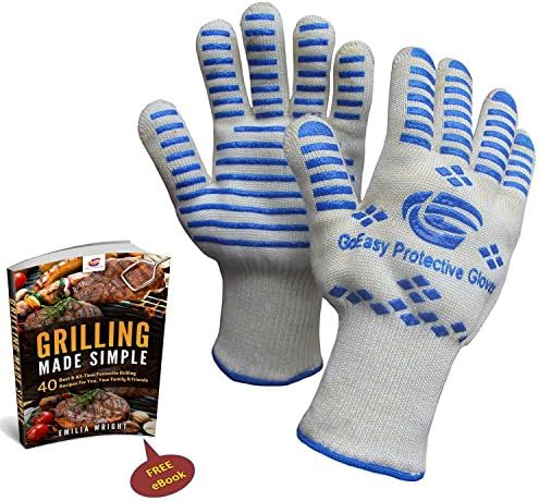 Highest Rated Oven Gloves Heat resistant For Grilling Cooking BBQ Camping Baking Protects To 932°F 500°C EN407 Compliance Durable and Comfortable Machine Washable FREE Grilling eBook