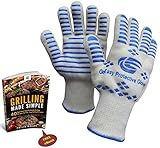Highest Rated Oven Gloves Heat resistant For Grilling Cooking BBQ Camping Baking Protects To 932Â°F 500Â°C EN407 Compliance Durable and Comfortable Machine Washable FREE Grilling eBook