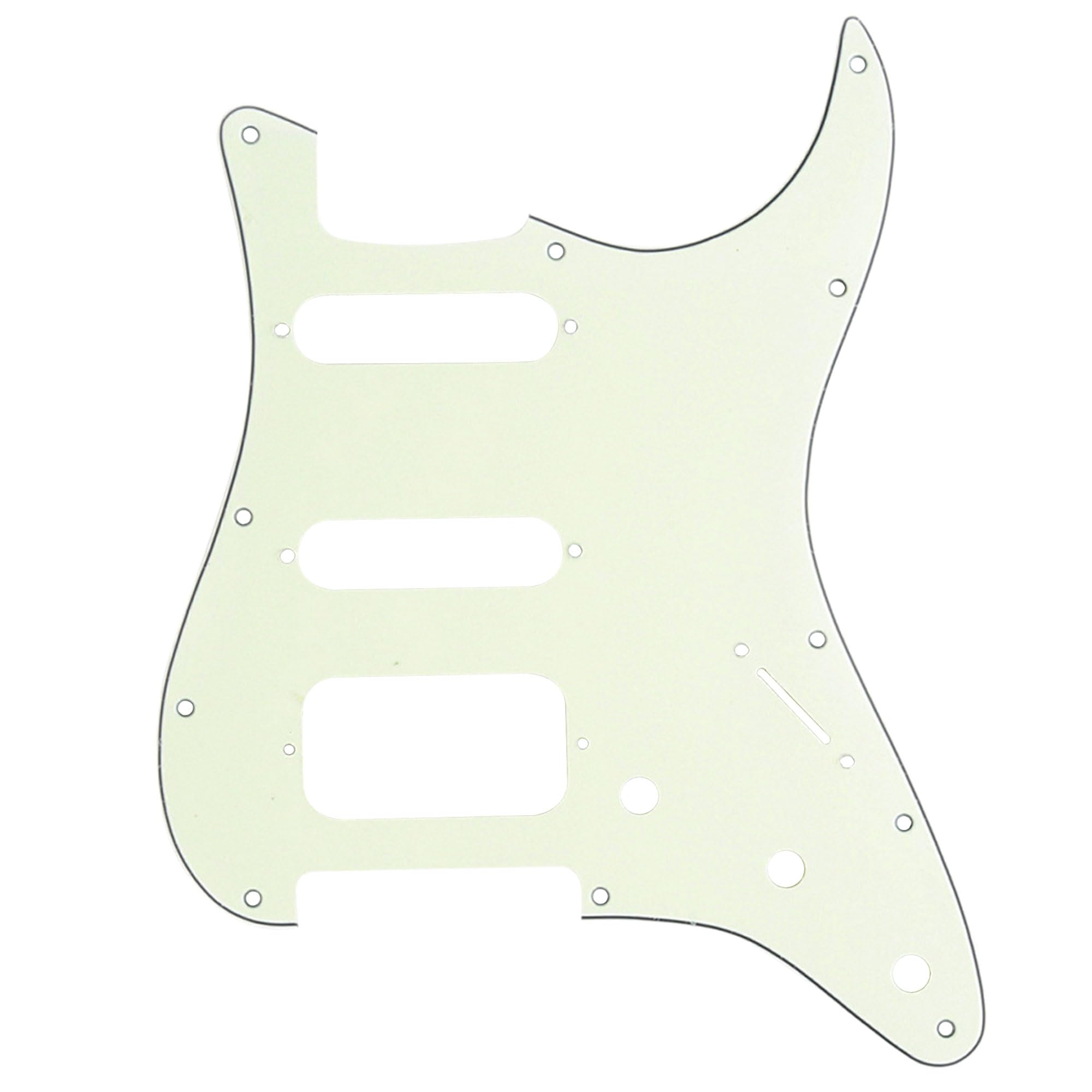 Musiclily Pro 11-Hole Round Corner HSS Guitar Strat Pickguard for USA/Mexican Stratocaster Open Pickup, 3Ply Ivory