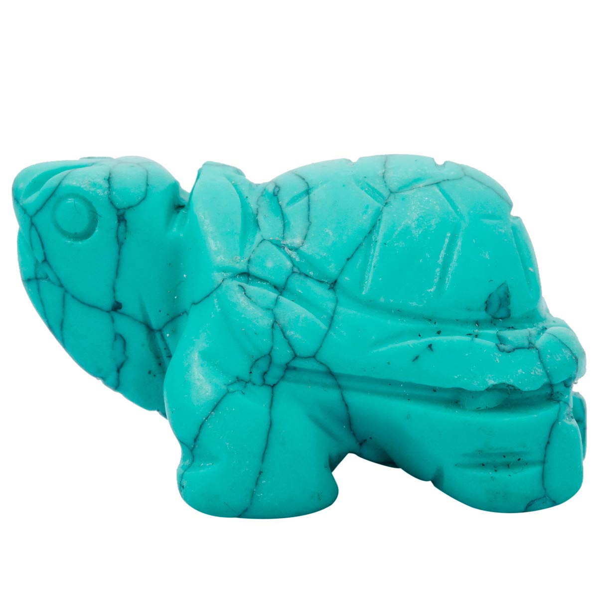 mookaitedecor Green Howlite Turquoise Crystal Turtle Tortoise Statue Sculpture, Small Healing Stone Turtle Gift Reiki Pocket Gemstone Lucky Charm Ornament Desk Decor Figurines 1.5 Inch