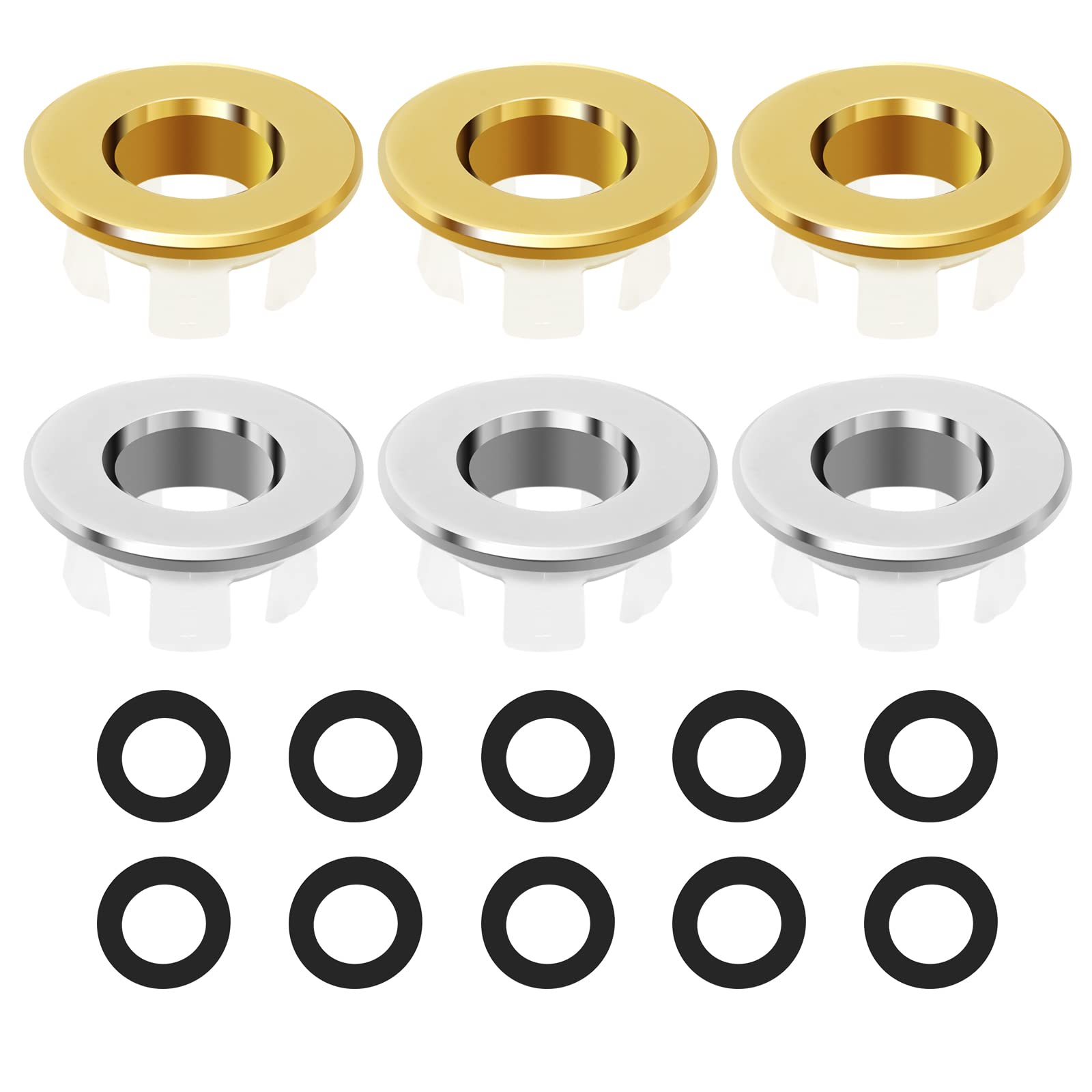6 Pcs Brass Sink Overflow Cover, Kitchen Bathroom Round Wash Basin Overflow Ring, Sink Overflow Hole Decorative Cover, Sink Overflow Cover