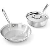 All-Clad D3 Stainless Steel Cookware Set, 3-Piece, Made in the USA | The Original Bonded Professional Cookware, 10" Fry Pan &amp; 2Qt. Saucier with Lid, Induction Compatible, Oven Safe up to 600F