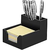 Kamehame Black Sticky Note Holder, Silicone Memo Holder with Pen or Card Slots, Sticky Note Dispenser, Fits 3x3 Inches Sticky