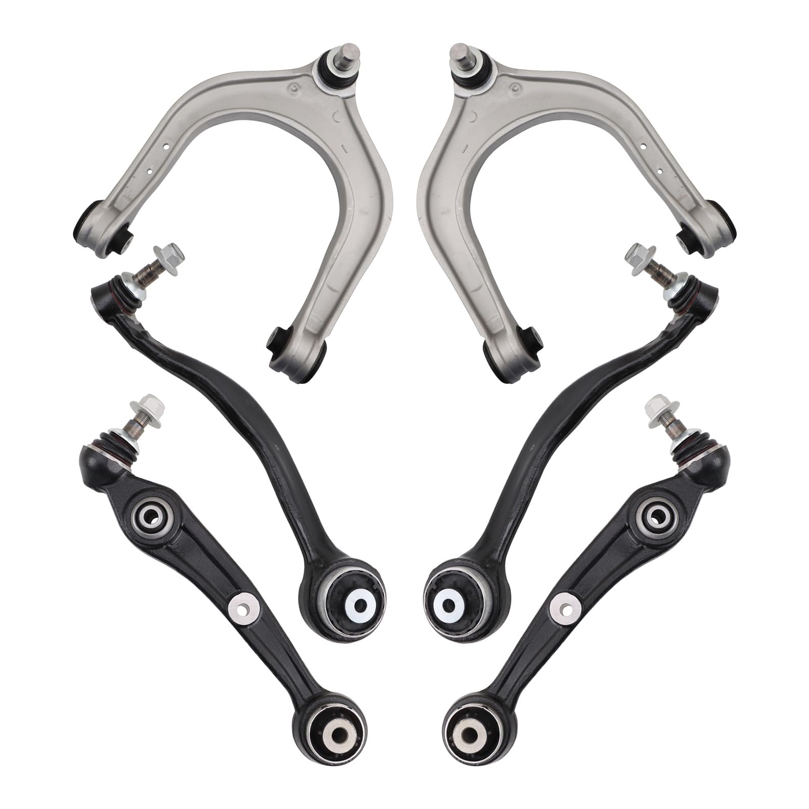 TRQ Front Lower Forward and Lower Rearward and Upper Control Arm with Ball Joint Set 6 Pieces Compatible with 2019-2023 BMW X5 2020-2023 BMW X6 2019-2023 BMW X7 Image