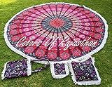 Colors Of Rajasthan COR's Round Mandala Tapestry Hippie Round Roundie Wall Hanging Beach Towel Throw Yoga Mat Round Tapestry 82