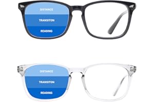 TIJN Vintage Square Progressive Multifocus Reading Glasses Anti Blue Light for Women Men Nerd Eyeglasses Readers