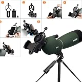 Svbony SV28 Spotting Scope 25-75X70 with Tripod Phone Adapter Angled 45° view 6