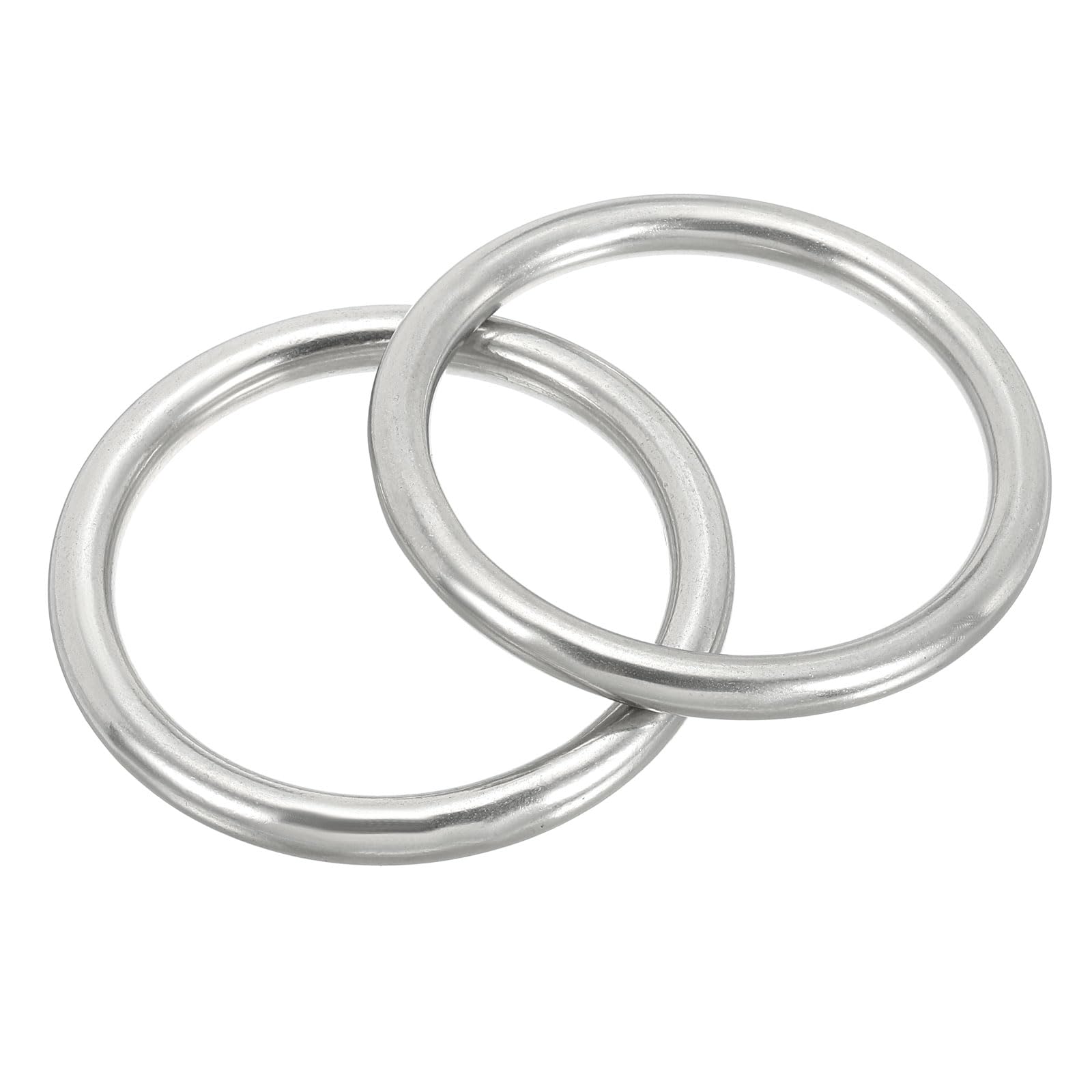 PATIKIL 2 Pcs Metal Rings 2 Inch 316 Stainless Steel Rings Marine Grade Multi-Purpose O Rings Welded Round Rings for Macrame, DIY Craft, Hardware, Belt, Dog Leash, 6x50mm