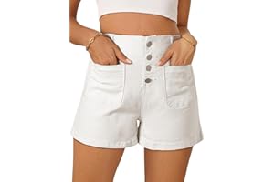Sidefeel Women's Jean Shorts Button Fly Stretchy High Waisted Summer Outfit Denim Shorts