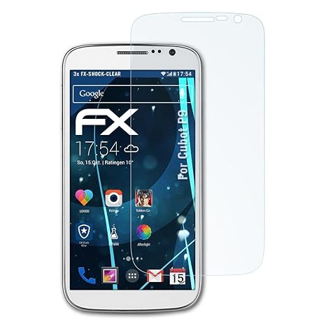 atFolix Schutzfolie kompatibel mit Cubot P9 Panzerfolie, ultraklare und stoßdämpfende FX Folie (3X)