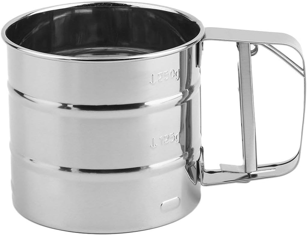 Handheld Baking Cake Tool Stainless Steel Mechanical Baking Icing Sugar Shaker Sieve Cup Mesh Powder Flour Sieve Accessory