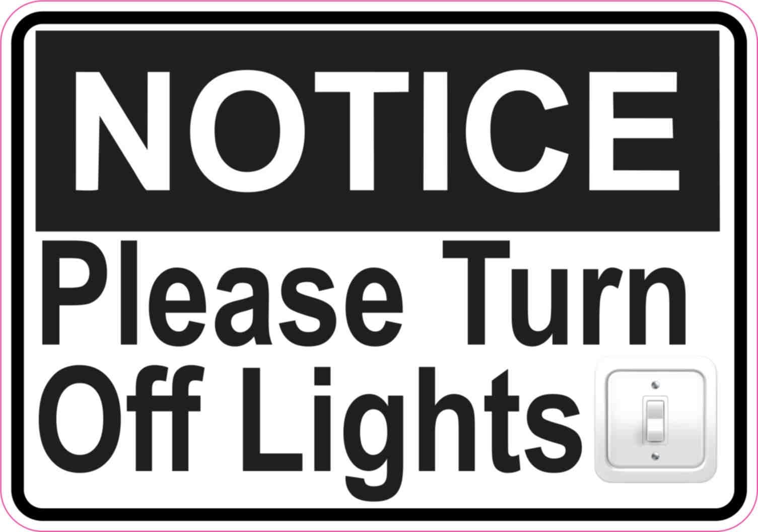 StickerTalk Please Turn Off Lights Vinyl Sticker, 5 inches by 3.5 inches