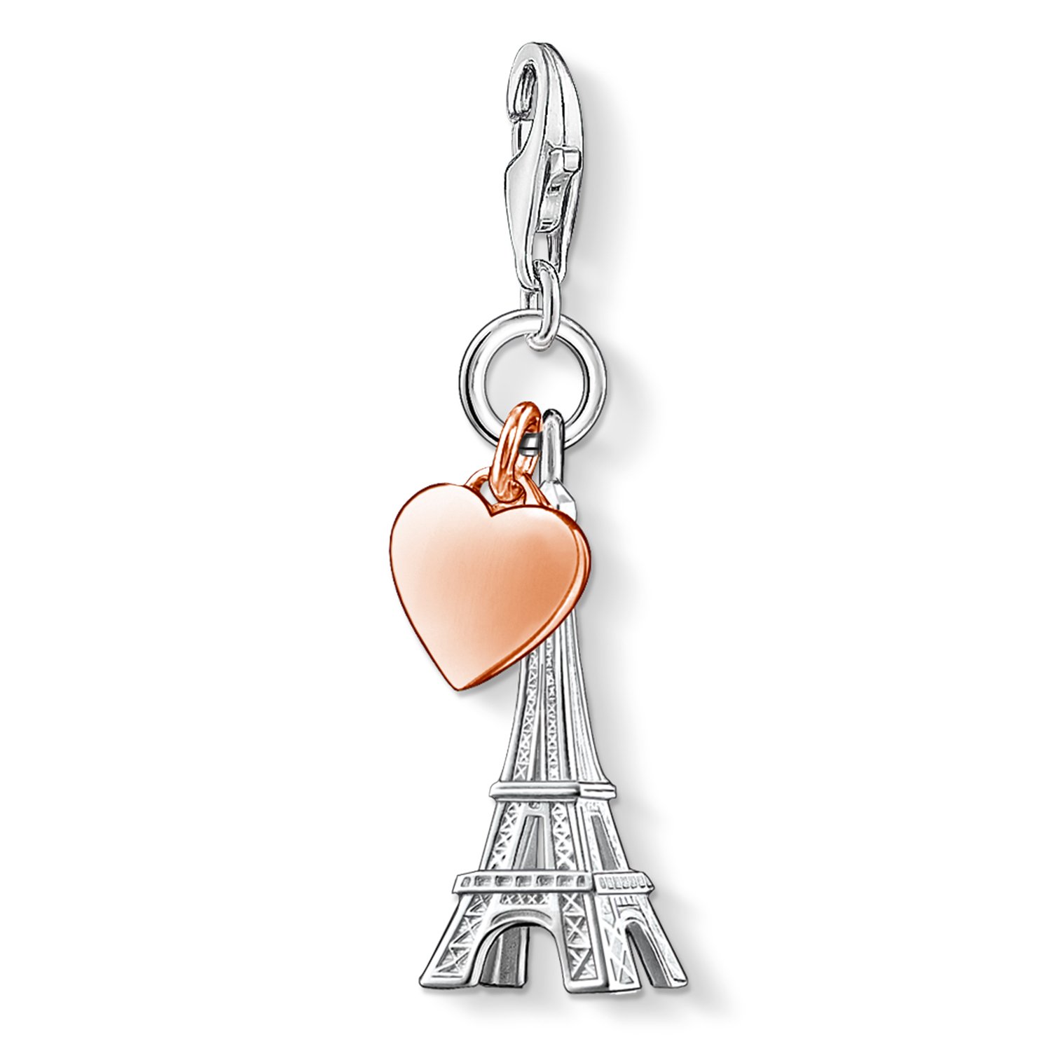 Thomas Sabo Women Charm Pendant Eiffel Tower Paris Heart Charm Club 925 Sterling Silver 0904-415-12