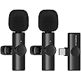 KYSONA 2 Pack Wireless Lavalier Microphone for Android iPhone 15 Pro Max, Plug-Play USB-C Ultra-Low Latency Noise Reduction Clip on Mics for Tiktok YouTube Vlog Video Recording Interview