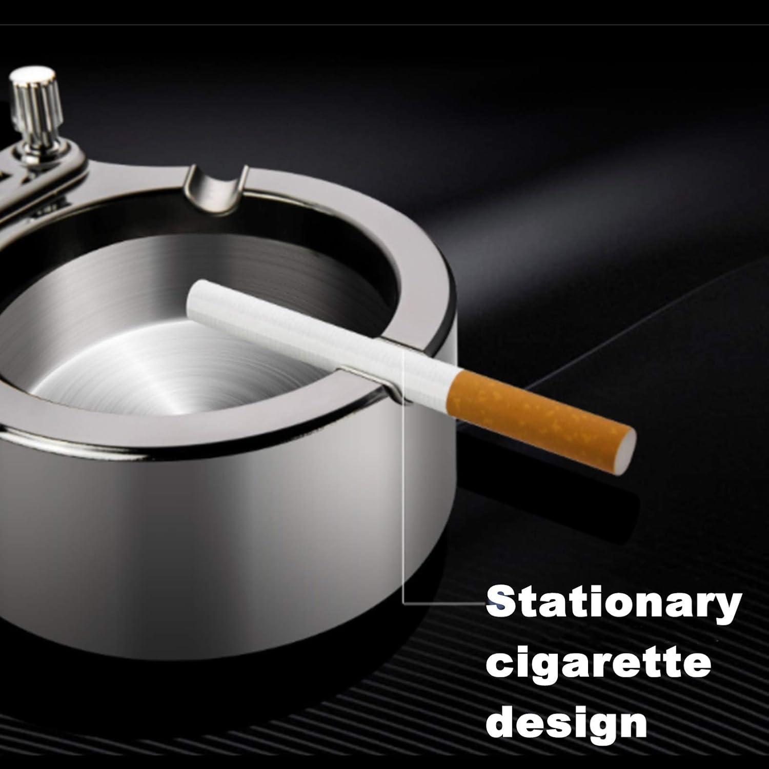 Yizemay Retro Metal Ashtray, Stainless Steel & ABS, Ten Thousand Match Windproof, Secure Cigarette Slot, Multifunctional Use - Image 3