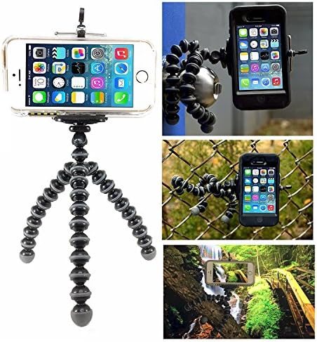 Flexible Tripod for iPhone 7 6s 6 5s 5c 5 4s 4 SE 8 X Galaxy S8 S7 S6 S5 S4 S3 S2 - Bendy Tripod - Cellphone Tripod Adapter - Mini Lightweight Bendable by Macngrid (Black/Gray)