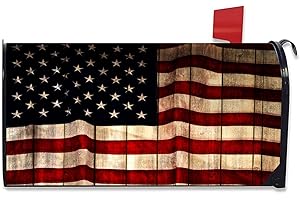 MIAOQUHE Vintage American Flag Mailbox Covers Large Size 25.5x21 Inch Patriotic American Memorial Day Magnetic Mailbox Cover 4th of July Holiday Decorative Post Letter Box Cover for Yard Garden Entrance